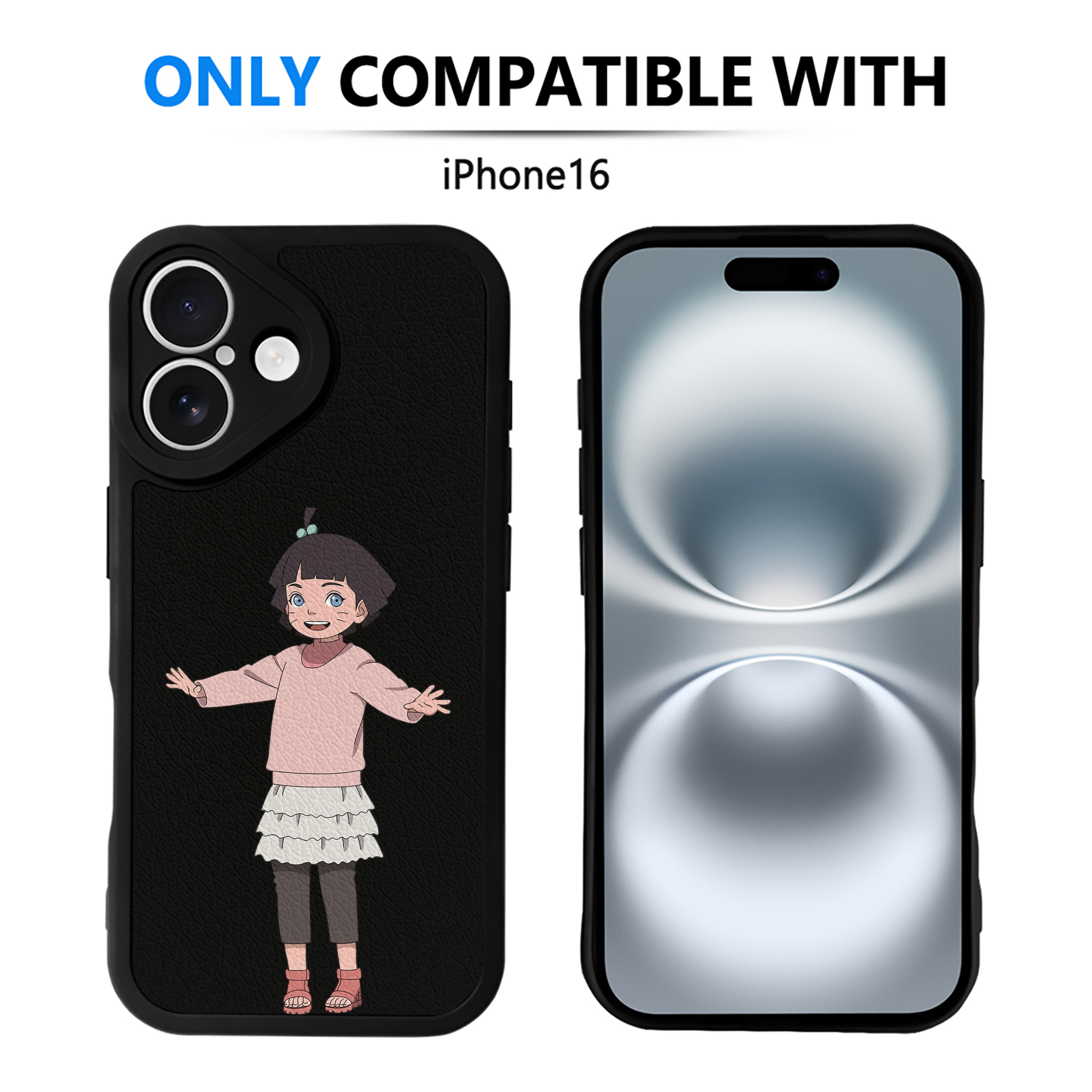 （画像用） NARUTO -ナルト- うずまき ヒマワリ Uzumaki Himawari 【iPhone 16シリーズ対応】シリコンスマホケース（レザー調） 材質：シリコン